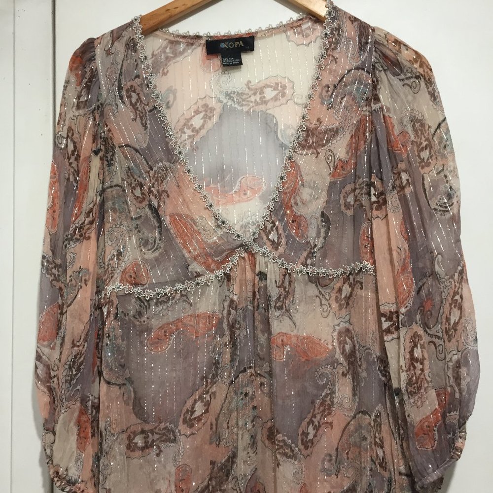VINTAGE KOPA SILK BLOUSES SIZE L